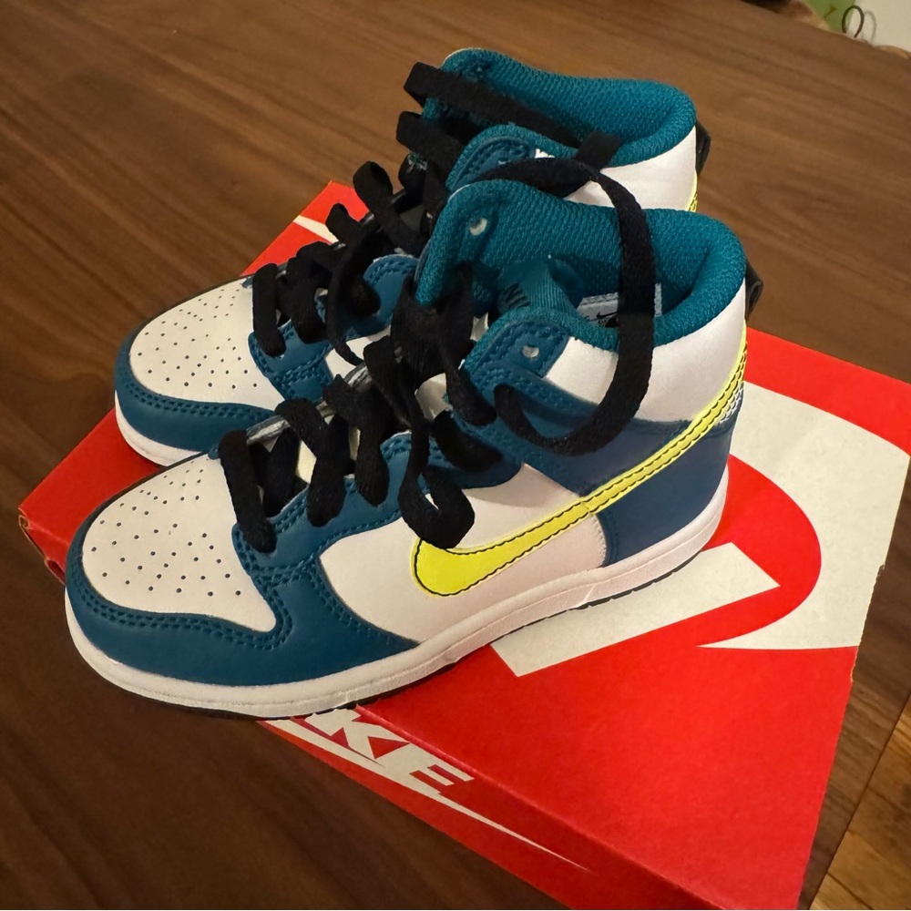Nike Blue and Yellow High-Top Sneakers